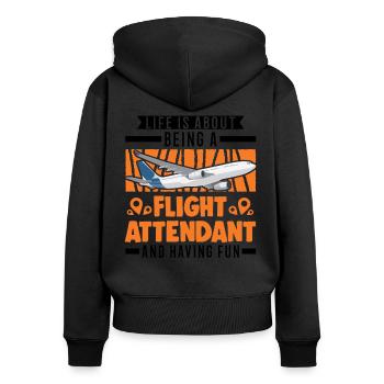 Flight Attendant Stewardess Gift Flight Attendant - Women's Premium Organic Zip Hoodie - black - Back - Julia (174cm)