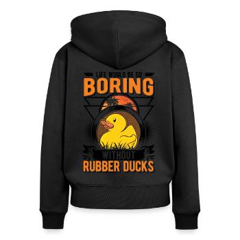 Canard en caoutchouc Cadeau Canard Grinçant Canard Bain Canard - Sweat à capuche zippé Premium bio Femme - noir - Dos - Julia (174cm)