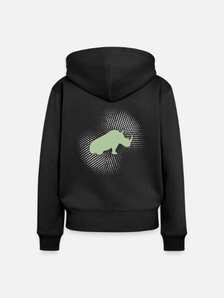 Nashorn - Frauen Premium Bio Zip Hoodie - Schwarz