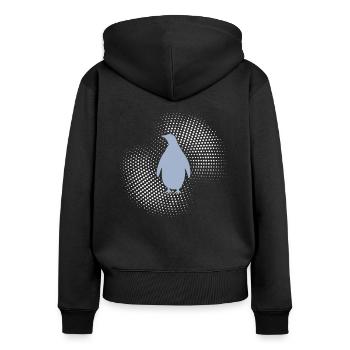 Pinguin - Frauen Premium Bio Zip Hoodie - Schwarz - Hinten - Julia (174cm)