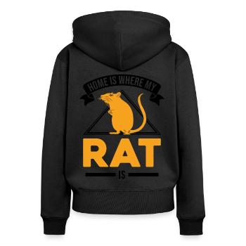 Home is where my Rat is Ratte - Frauen Premium Bio Zip Hoodie - Schwarz - Hinten - Julia (174cm)