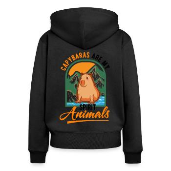 Capybara Spirit Animal Wasserschwein Capibara - Women's Premium Organic Zip Hoodie - black - Back - Julia (174cm)