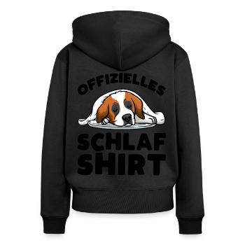 Offizielles Schlafshirt Bernhardiner - Frauen Premium Bio Zip Hoodie - Schwarz - Hinten - Julia (174cm)