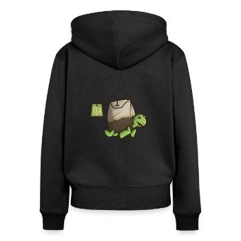 Tea Turtle - Women's Premium Organic Zip Hoodie - black - Back - Julia (174cm)
