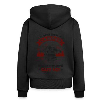 Ich bin Camper - Wohnmobil Womo - Frauen Premium Bio Zip Hoodie - Schwarz - Hinten - Julia (174cm)