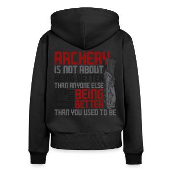 Archery Bow Archer Vintage Archery - Frauen Premium Bio Zip Hoodie - Schwarz - Hinten - Julia (174cm)