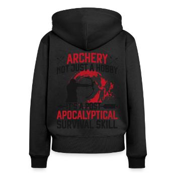 Archery Bow Archer Vintage Archery - Frauen Premium Bio Zip Hoodie - Schwarz - Hinten - Julia (174cm)