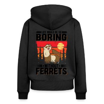 La vie serait si ennuyeuse sans Furets Frettchen - Sweat à capuche zippé Premium bio Femme - noir - Dos - Julia (174cm)