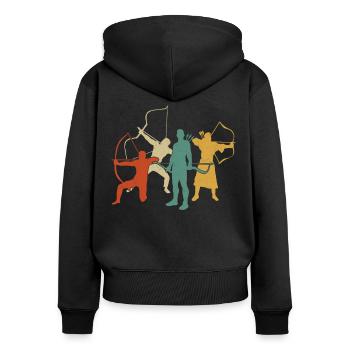 Archery Bow Archer Retro Vintage - Women's Premium Organic Zip Hoodie - black - Back - Julia (174cm)