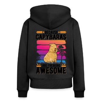 Capybara Cadeau Capibara Capybara - Sweat à capuche zippé Premium bio Femme - noir - Dos - Julia (174cm)
