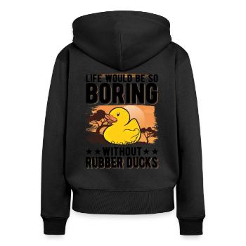 Canard en caoutchouc Cadeau Canard Grinçant Canard Bain Canard - Sweat à capuche zippé Premium bio Femme - noir - Dos - Julia (174cm)