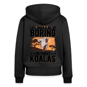 La vie serait si ennuyeuse sans Koalas Koalabär - Sweat à capuche zippé Premium bio Femme - noir - Dos - Julia (174cm)