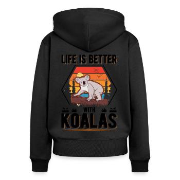 Life is better with Koalas Koala Bear - Women's Premium Organic Zip Hoodie - black - Back - Julia (174cm)