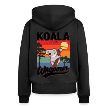 Koala Flüsterer Koala Whisperer Koalabär - Frauen Premium Bio Zip Hoodie - Schwarz - Hinten - Julia (174cm)