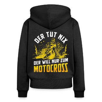 Motocross Geschenk Für Enduro Supermoto Dirt Bike - Frauen Premium Bio Zip Hoodie - Schwarz - Hinten - Julia (174cm)