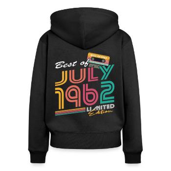 60. Geburtstag Jahrgang Juli 1962 Best of 1962 - Frauen Premium Bio Zip Hoodie - Schwarz - Hinten - Julia (174cm)