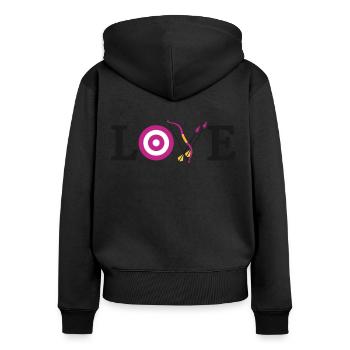 Archery Bow Archer Target Love - Frauen Premium Bio Zip Hoodie - Schwarz - Hinten - Julia (174cm)