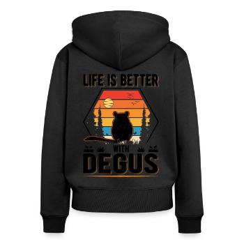 Life is better with Degus - Women's Premium Organic Zip Hoodie - black - Back - Julia (174cm)