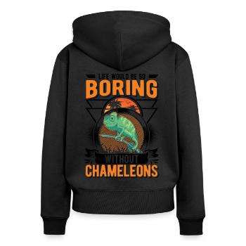 Chameleon Cadeau Caméléon - Sweat à capuche zippé Premium bio Femme - noir - Dos - Julia (174cm)