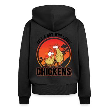 Chickens Young Chicken Chicken Coop - Women's Premium Organic Zip Hoodie - black - Back - Julia (174cm)