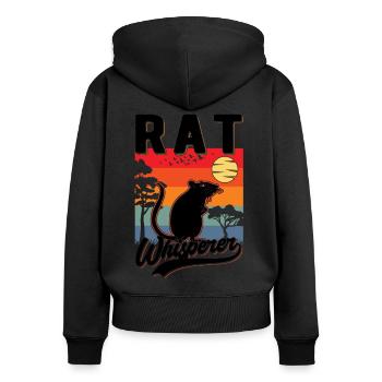 Rat Whisperer Rat Gift - Women's Premium Organic Zip Hoodie - black - Back - Julia (174cm)