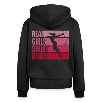 Archery Bow Archer Girl Vintage - Women's Premium Organic Zip Hoodie - black - Back - Julia (174cm)