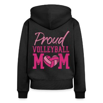 Joueuse de volleyball Équipe Maman Mère - Sweat à capuche zippé Premium bio Femme - noir - Dos - Julia (174cm)