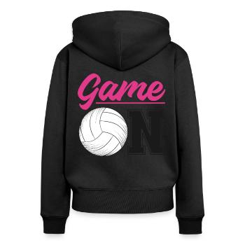 Jeu d’équipe de joueur de volleyball sur - Sweat à capuche zippé Premium bio Femme - noir - Dos - Julia (174cm)