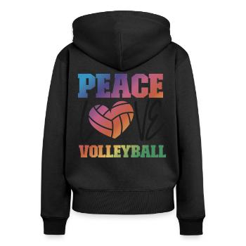 Joueur de volleyball Équipe Peace Love - Sweat à capuche zippé Premium bio Femme - noir - Dos - Julia (174cm)