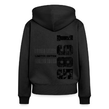 Édition limitée 1985 Année de naissance 1985 Anniversaire - Sweat à capuche zippé Premium bio Femme - noir - Dos - Julia (174cm)