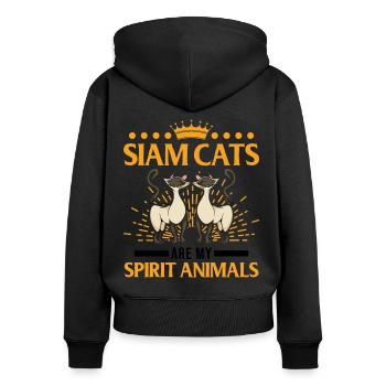Siamese Cats Ding Siam Cat Siamese Cat - Women's Premium Organic Zip Hoodie - black - Back - Julia (174cm)