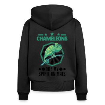 Chamäleon Spirit Animal Chameleon - Frauen Premium Bio Zip Hoodie - Schwarz - Hinten - Julia (174cm)
