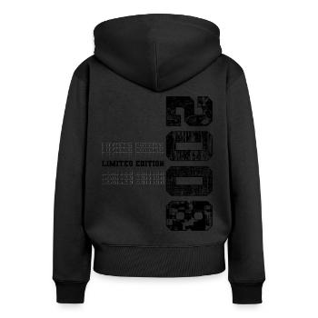Édition limitée 2008 Année de naissance 2008 Anniversaire - Sweat à capuche zippé Premium bio Femme - noir - Dos - Julia (174cm)