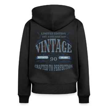 Vintage Legendary - Aged perfectly 90th birthday - Women's Premium Organic Zip Hoodie - black - Back - Julia (174cm)