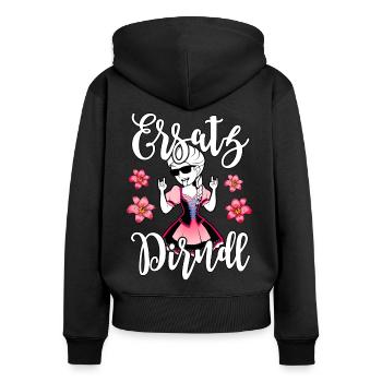 Ersatz Dirndl Trachtenshirt Damen - Frauen Premium Bio Zip Hoodie - Schwarz - Hinten - Julia (174cm)