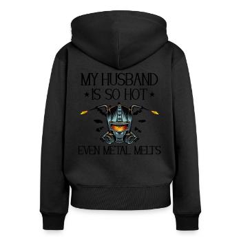 Soudeur Femme Drôle Drôle Soudage Petite Amie Cadeau - Sweat à capuche zippé Premium bio Femme - noir - Dos - Julia (174cm)