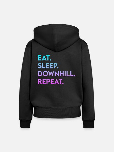 eat sleep downhill repeat - Frauen Premium Bio Zip Hoodie - Schwarz