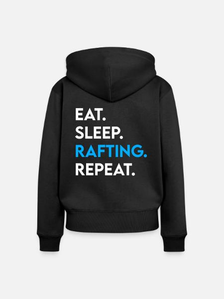 eat sleep rafting repeat - Frauen Premium Bio Zip Hoodie - Schwarz