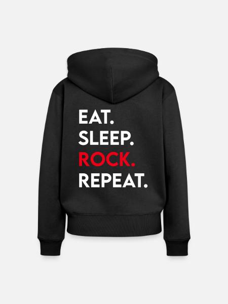 eat sleep rock repeat - Frauen Premium Bio Zip Hoodie - Schwarz