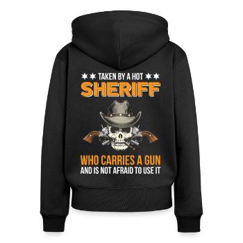 Sheriff with Revolver Badge Sheriffstern - Women's Premium Organic Zip Hoodie - black - Back - Julia (174cm)
