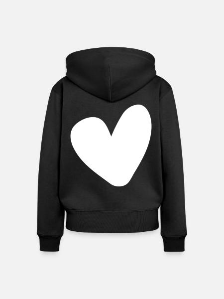 Weisses Herz Einfaches Design - Frauen Premium Bio Zip Hoodie - Schwarz