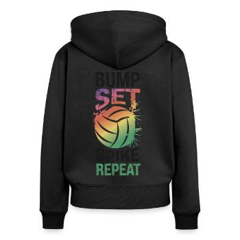 Volleyball Player Team Bump Set - Frauen Premium Bio Zip Hoodie - Schwarz - Hinten - Julia (174cm)