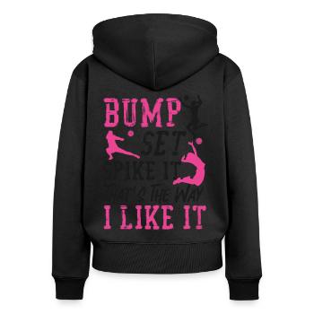 Volleyball Player Team Bump Set - Frauen Premium Bio Zip Hoodie - Schwarz - Hinten - Julia (174cm)