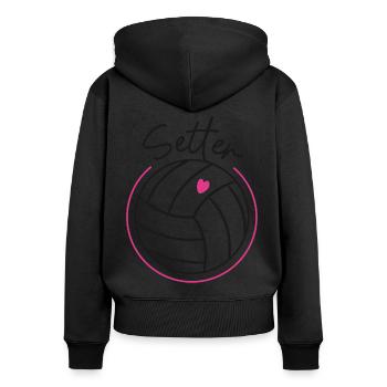 Joueur de volleyball Team Setter - Sweat à capuche zippé Premium bio Femme - noir - Dos - Julia (174cm)