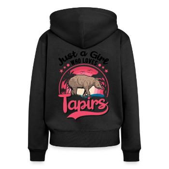 Just a Girl Who loves Tapirs - Frauen Premium Bio Zip Hoodie - Schwarz - Hinten - Julia (174cm)