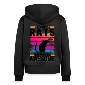 Because Rats are freaking awesome Ratte - Frauen Premium Bio Zip Hoodie - Schwarz - Hinten - Julia (174cm)