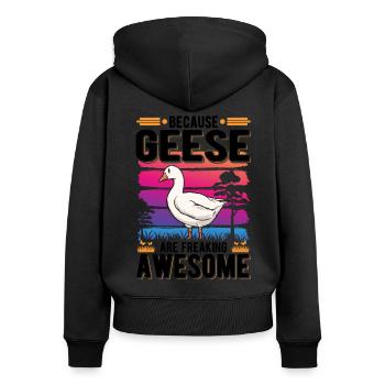 Because Geese are freaking awesome Gänse - Frauen Premium Bio Zip Hoodie - Schwarz - Hinten - Julia (174cm)
