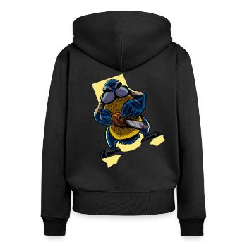 Monster Tiere - Kettensäge Blaumeise - Frauen Premium Bio Zip Hoodie - Schwarz - Hinten - Julia (174cm)