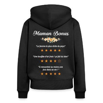 maman bonus citation fleurs critique film drôle - Sweat à capuche zippé Premium bio Femme - noir - Dos - Julia (174cm)