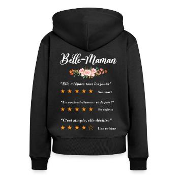 belle maman citation fleurs critique film drôle - Sweat à capuche zippé Premium bio Femme - noir - Dos - Julia (174cm)